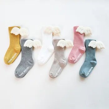 

0-5 Years Old Children Socks Baby Toddler Girl Boy Soft Warm Wings Socks Autumn And Winter Cute Wings Non-slip Baby In The Tube