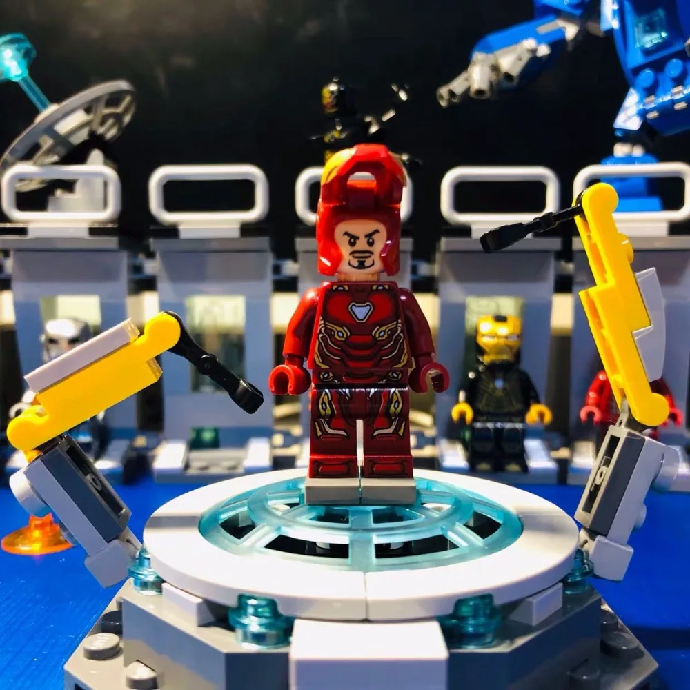 76125 76126 Marvel Мстители Броня Железного человека Шоурум блоки Набор кирпич классический фильм Совместимые модели