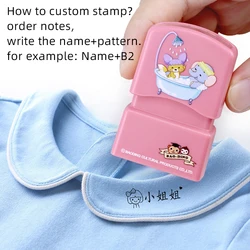 Sello con nombre personalizado para niños, ropa de guardería, impermeable, Kawaii, Montessori, regalo