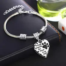 12 шт больше не на моей стороне, но навсегда в мои браслеты с сердечками черная собака сердце с отпечатками Лап Браслеты с подвесками подарки для любимых любовных бусин цепной браслет