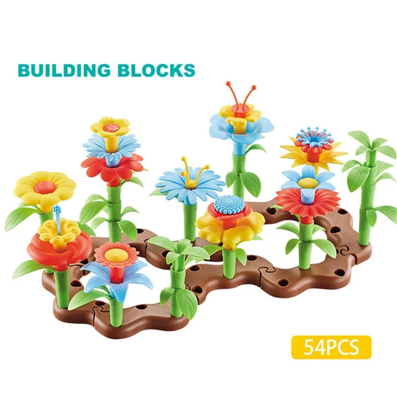 DIY Dream Garden Series Girls Flower Interconnecting Blocks Toys Educational Assembly Blocks Christmas birthday gifts
