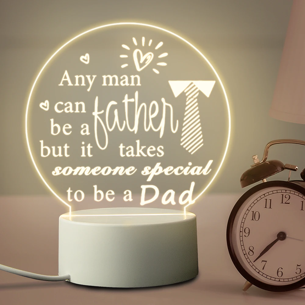 night lamp Dad's Gift LED Acrylic Warm Base Night Light Father's Day Present Engraved Bedside Sleeping  Atmosphere Lamp Home/Party Decor night stand lamps Night Lights