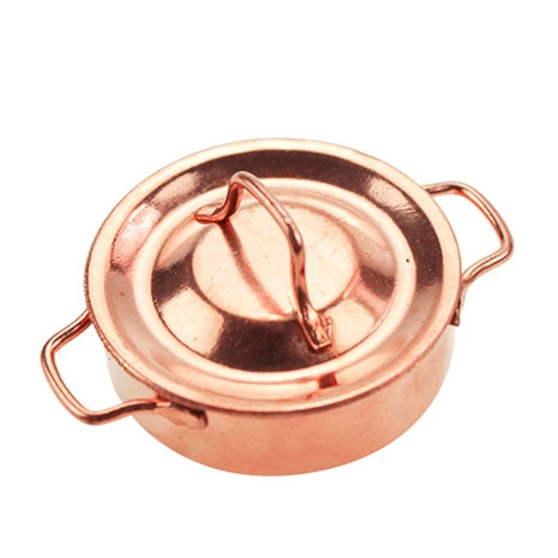 Dollhouse Accessory Pot Golden Color 1:12 Scale Miniature Cooking Kettle Cookware Kitchen Kit Scene Toy | Дом и сад