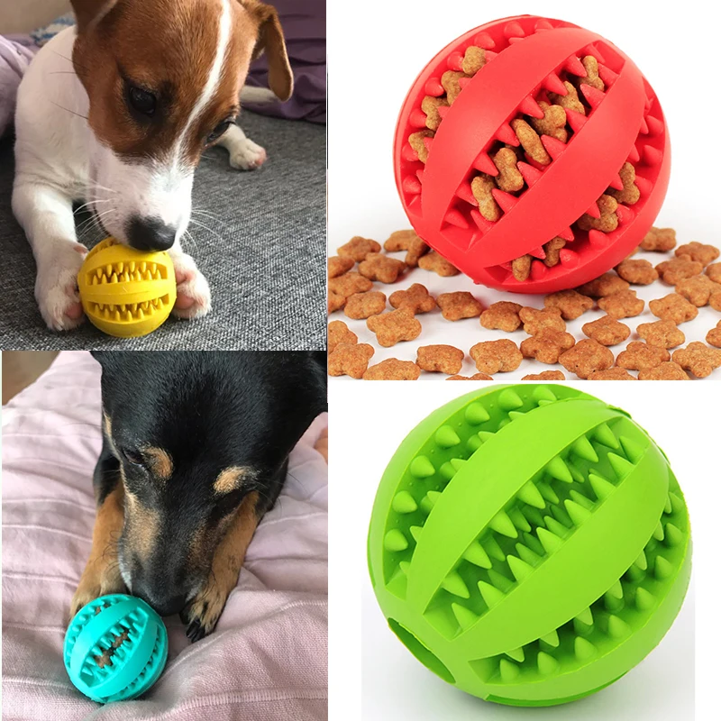 Juguetes para perros elástico de goma goteando bola Gato perro interactivo juguetes Gato mordedores de juguete para perros bolas de Limpieza de dientes cachorro Juguetes