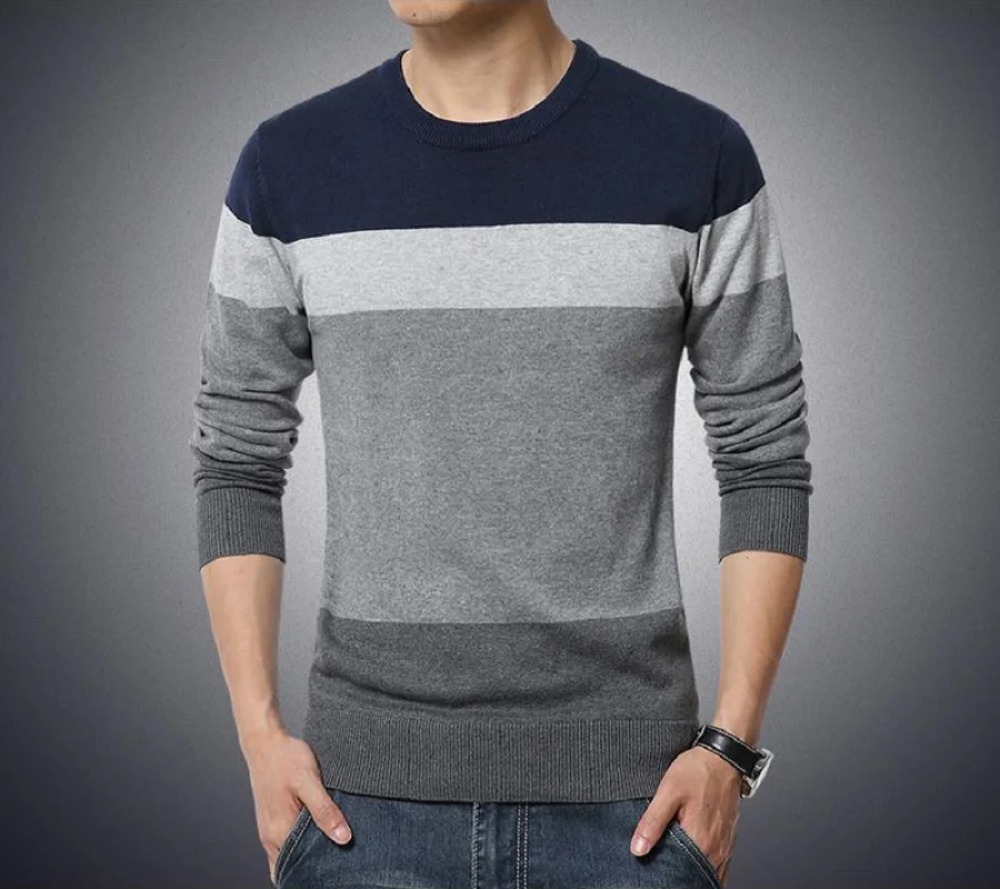 

The new men's spring and fall collection of turtleneck pullovers for men's slim Korean version of striped matching color knitwea