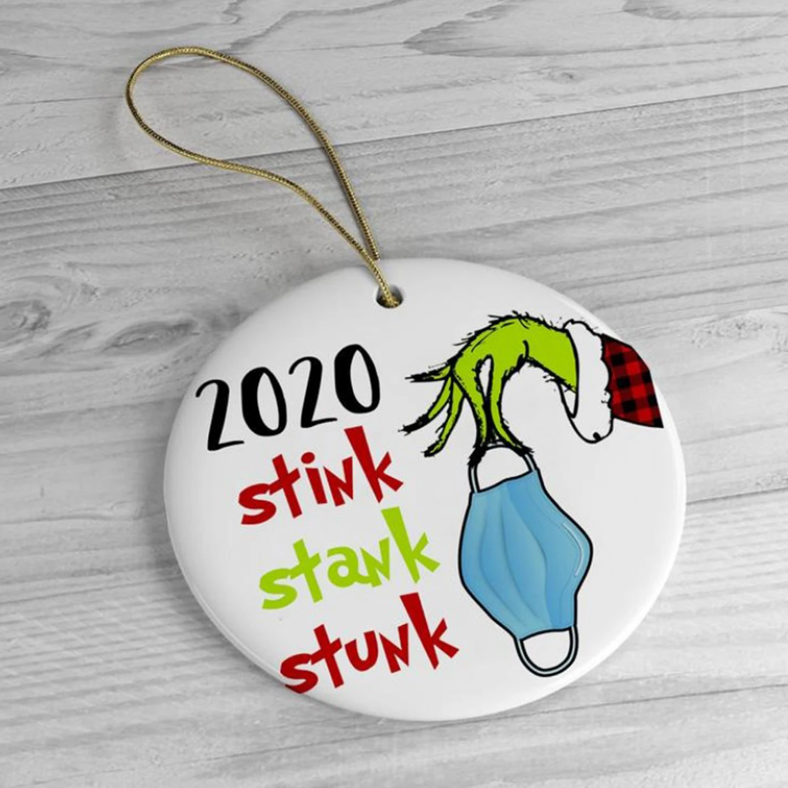 1pc Stink Stank Stunk Ceramic Circle Grinch Hand Xmas Decoration Ornament Gift for Family