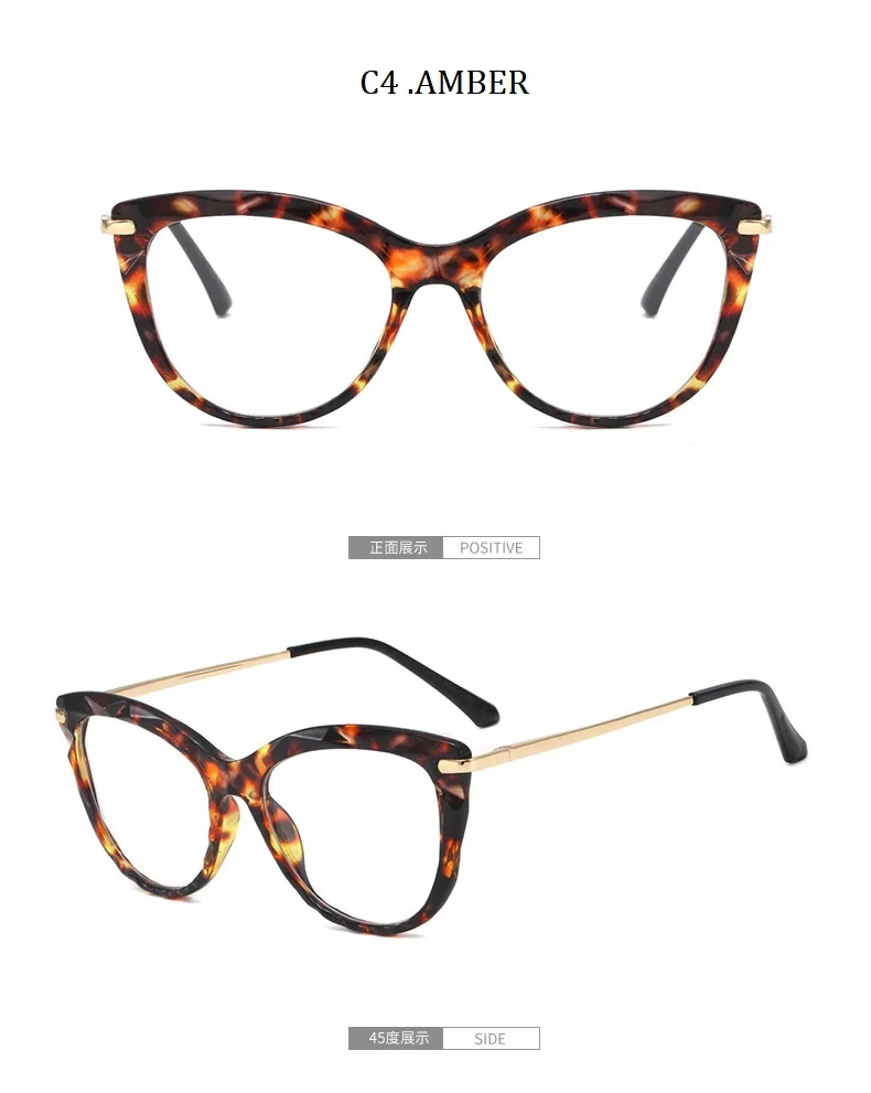 Crystal Transparent Clear Lens Glasses Women Luxury Vintage Retro Cat Eye Glasses Ladies Anti-blue light Computer Optical Frames