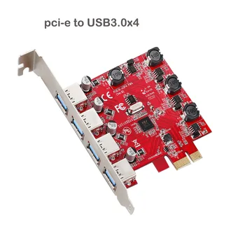 

PCI-E USB3.0 Hub 4 Port Expansion Card PCI express Vista Riser card PCI-E Windows XP Win7/8/10 X1 X4 X8 X16 adapter For Desktops