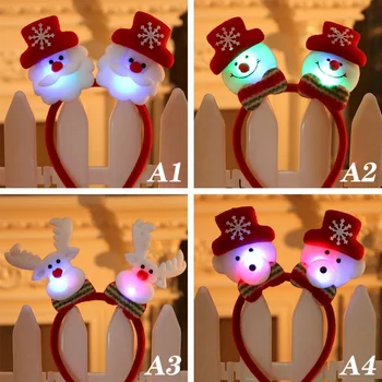 

Christmas Headband Christmas Party Headband Sequins Luminous Double-headed Bear Style (3 Button Batteries) New Arrivals 2020