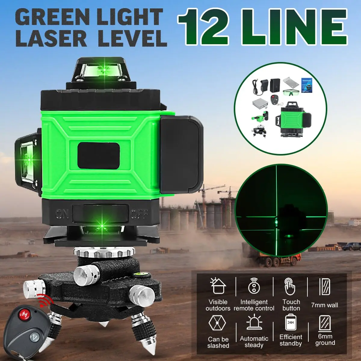 

ZEAST Laser Level 16 Lines 3D Self-Leveling 360 Horizontal And Vertical Cross ful Green Laser Beam Line