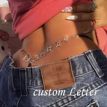 

StoneFans 12 Constellations Letter Crystal Thong Body Chain Lingerie Belt for Women Handmade Sexy Chain Body jewelry Festival