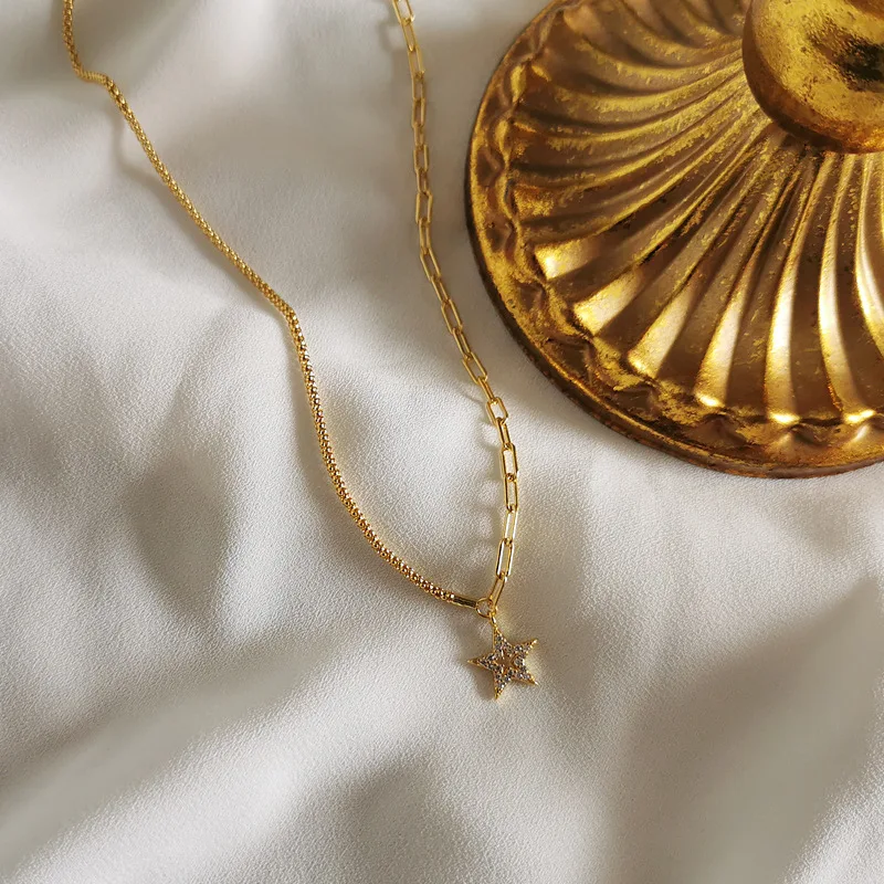 925 Sterling Silver French Simple Golden Star Clavicle Chain Necklace Women Light Luxury Temperament Wedding Party Jewelry Gift - Image 4
