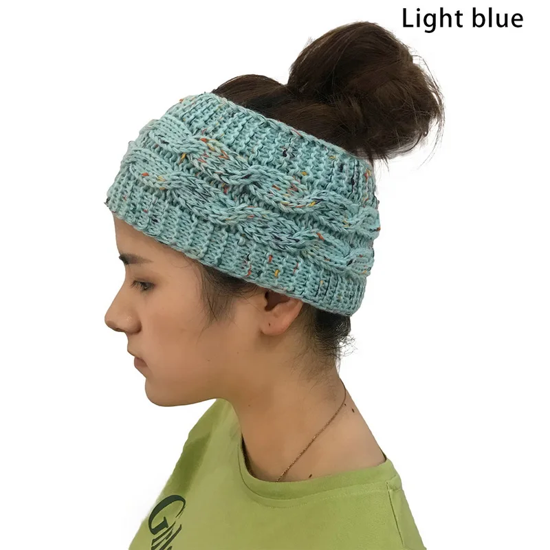 light blue Модные женские головные уборы, марлевые вязанные сверху шерстяные шапки, зимняя Удобная коллекция, мешковатая шапка - Цвет: light blue