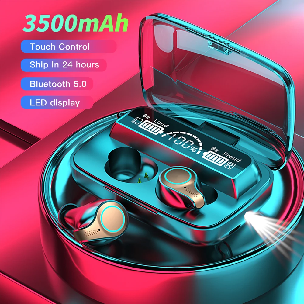 Auriculares TWS F9 M18, inalámbricos por Bluetooth, Auriculares deportivos impermeables con Control táctil, estuche de carga Lightning ESTÉREO