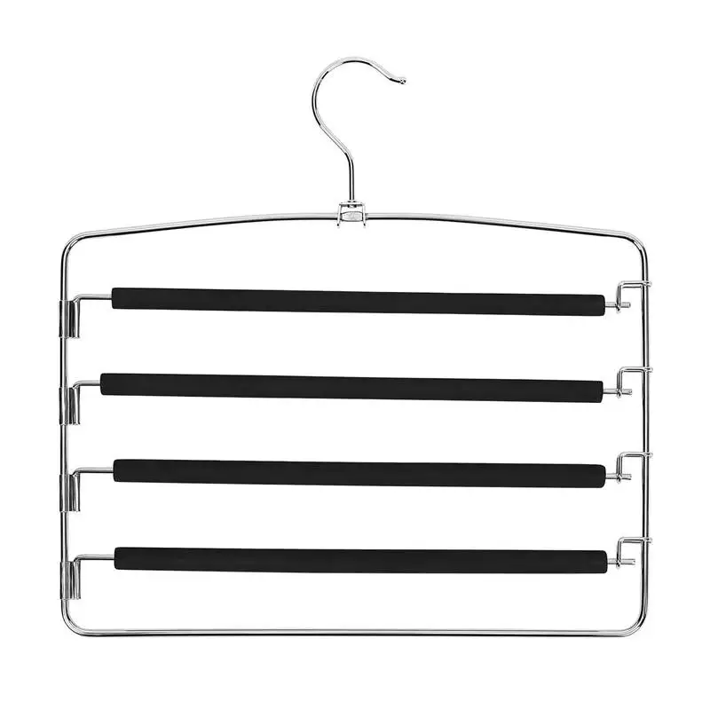 

Multi Pant Hanger 3 Pack, Black Pants Hangers with Non-slip Foam Padded, Multi Layers Swing Arm Space Saver Storage Pant Slack H