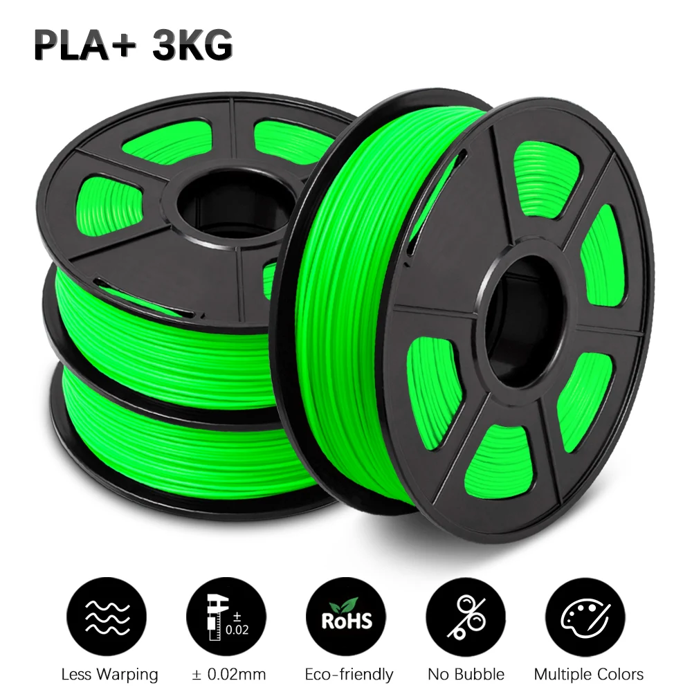 GOHIGH 3 Rolls PLA PLUS Filament 3D Printer Filament 1.75MM Pollution-free Material for 3D Printer 