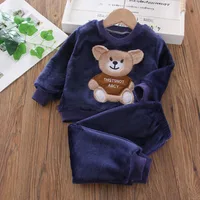 Nouveau hiver bébé filles garçons Homewear ensembles automne mode flanelle polaire vêtements enfants dessin animé ours vêtements de nuit enfants pyjamas 5