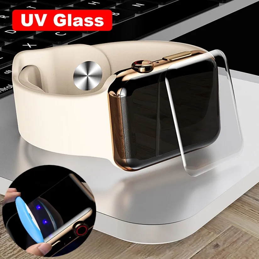 3D изогнутая пленка с полным покрытием для Apple Watch Series SE 6 4 5 40 мм 44 защита экрана полный клей УФ стекло серии 1 2 3