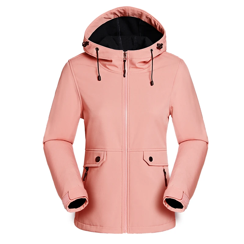 

WoMen Soft Shell Waterproof Fleece Jacket Spring Autumn Outwear Camouflage Windbreaker Shark Skin Jacket Sportswear Hood Coat