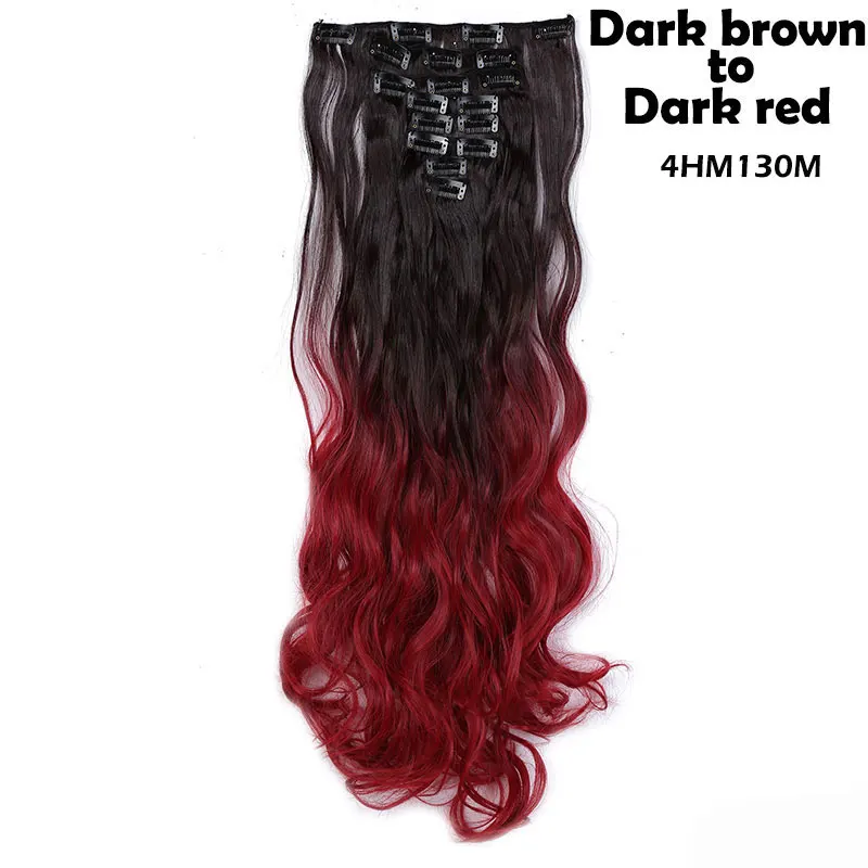Snoilite 41 цвет волосы на заколках 1" 24" длинные волосы на заколках для наращивания натуральные синтетические волосы для женщин 180 г - Цвет: 4H M130M