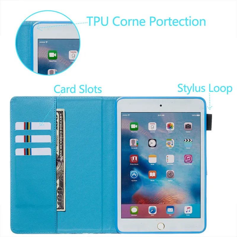 Wekays Coque для Apple IPad Mini 1 2 3 4 5 7,9 дюймов Мультяшные умные Кожаные чехлы Чехол для IPad Mini 5 4 3 2 1 7," чехлы