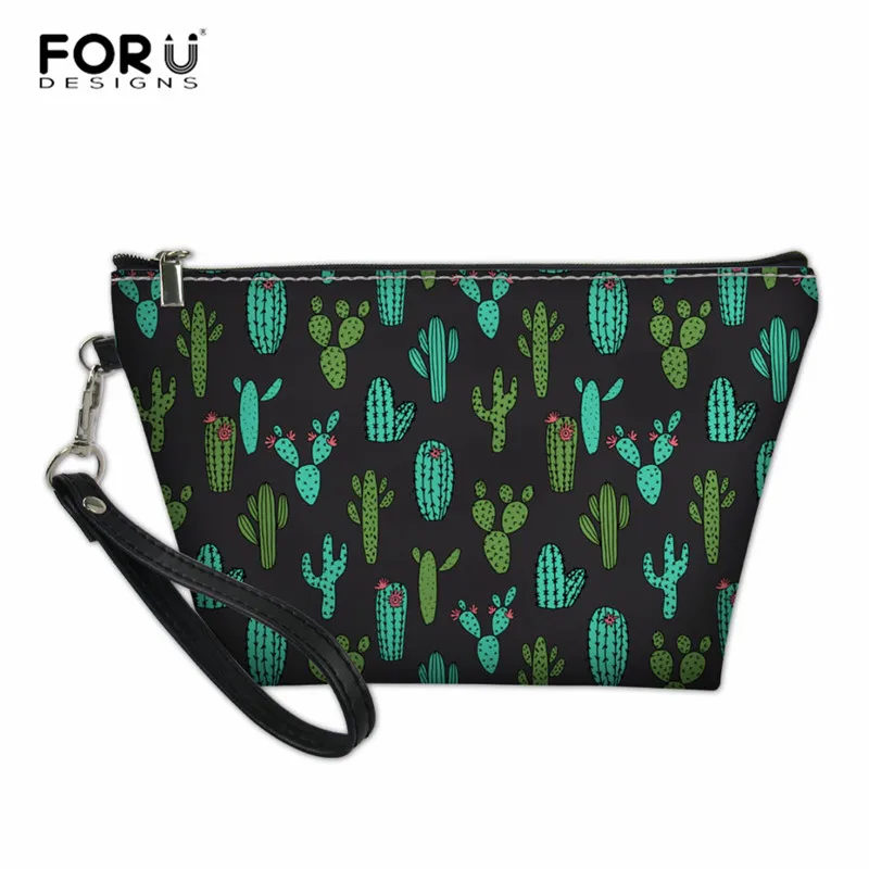 FORUDESIGNS/3D печать Зеленый Кактус косметички для женщин, волшебная сумка для макияжа, дорожная сумка для косметики, кошелек, Органайзер