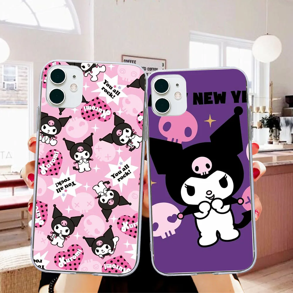 

Fashion Kuromi Cute cartoon Phone case For iPhone X XR XS 11 Pro Max SE 2020 6 6S 7 8 Plus Transparent luxury soft Silicon funda