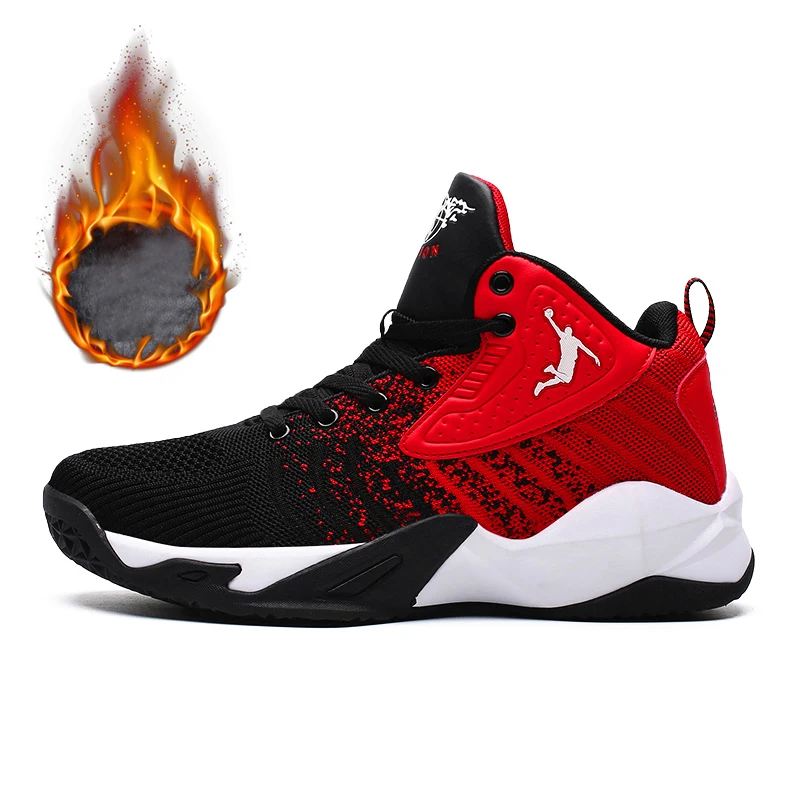 Black red 2 Новинка зимы Иордания баскетбол ShoesLight и износостойкие сетки Спортивная Для мужчин Иордания обувь большой унисекс с нескользящей подошвой; обувь для влюбленных - Цвет: Black red 2