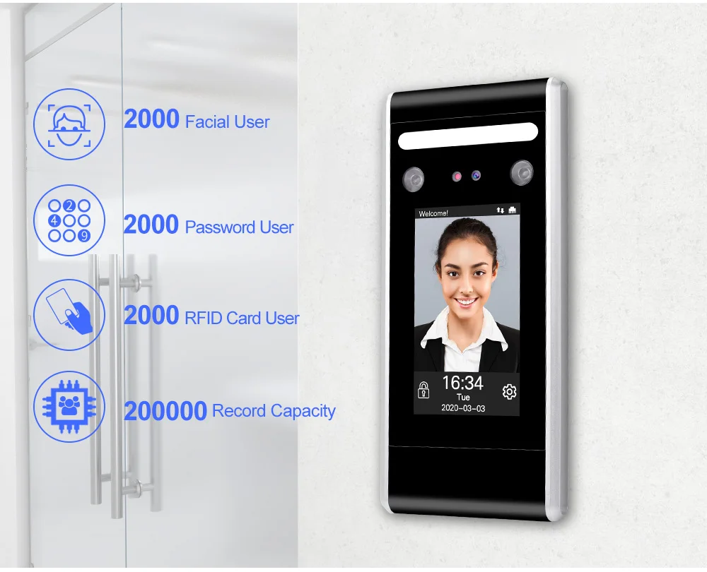 125KHz/13.56MHz RFID Face Access Control System Software Biometric Wifi TCP/IP/USB Dynamic Facial Time Attendance Keypad Reader - Famidy.com
