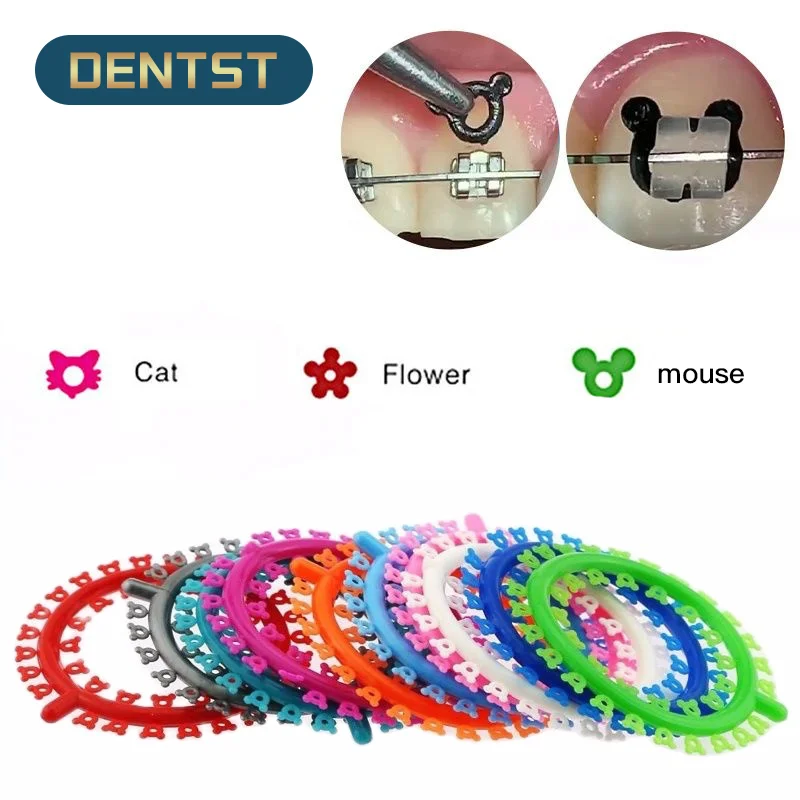 Dentst 1000Pcs/Bag Dental Orthodontic Cartoon Flower Mouse Cat Ligature