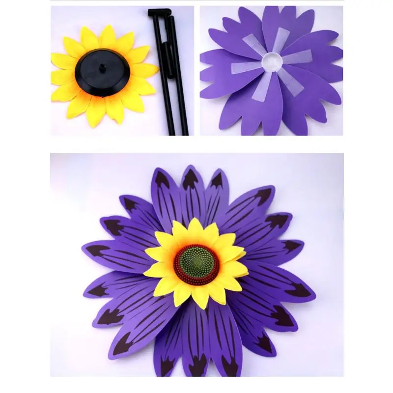 2" Забавная детская DIY красочная ветряная мельница в виде подсолнечника, детская игрушка для активного отдыха, садовый декор, подарок для детей