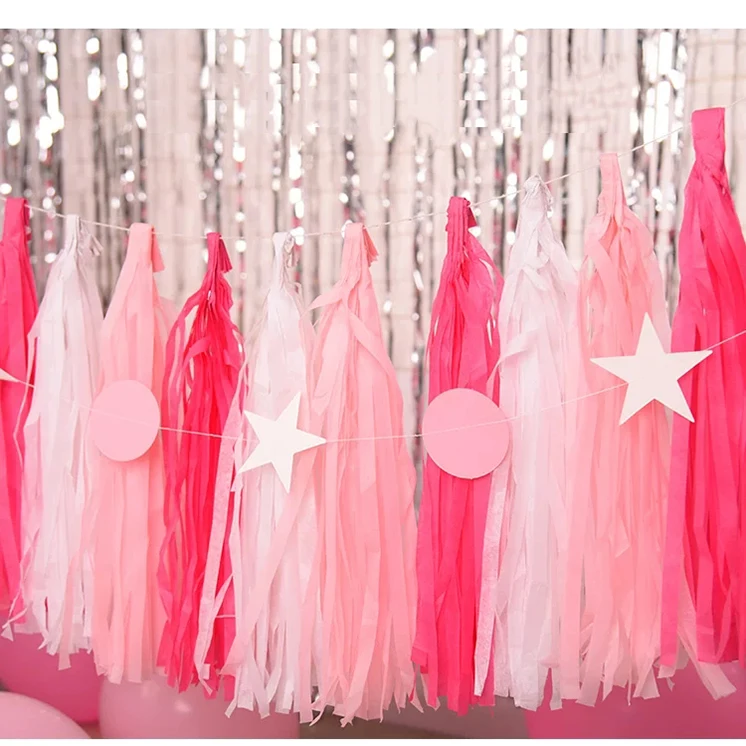 

19colors 5pcs/bag 14inch Tissue Paper/Foil Tassel DIY Set Garland Ribbon Balloons Baby Shower Birthdays Party Wedding Decoration