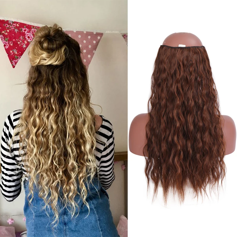 

JINKAILI Long curly Women Clip in Hair Extensions Black Brown High Tempreture Synthetic Hair Piece