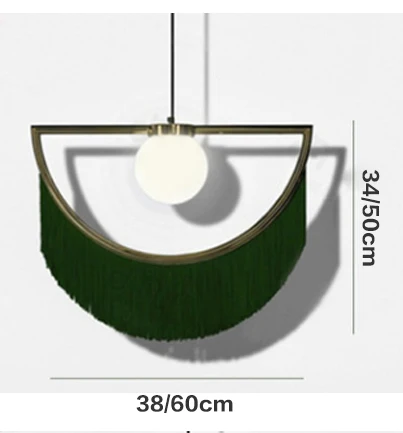 Люстра в скандинавском стиле, люстра с кисточками, современный минималистичный прикроватный светильник для гостиничной спальни, лампа для девичьей комнаты, лампа для ресторана, светодиодный chandel - Цвет корпуса: Зеленый