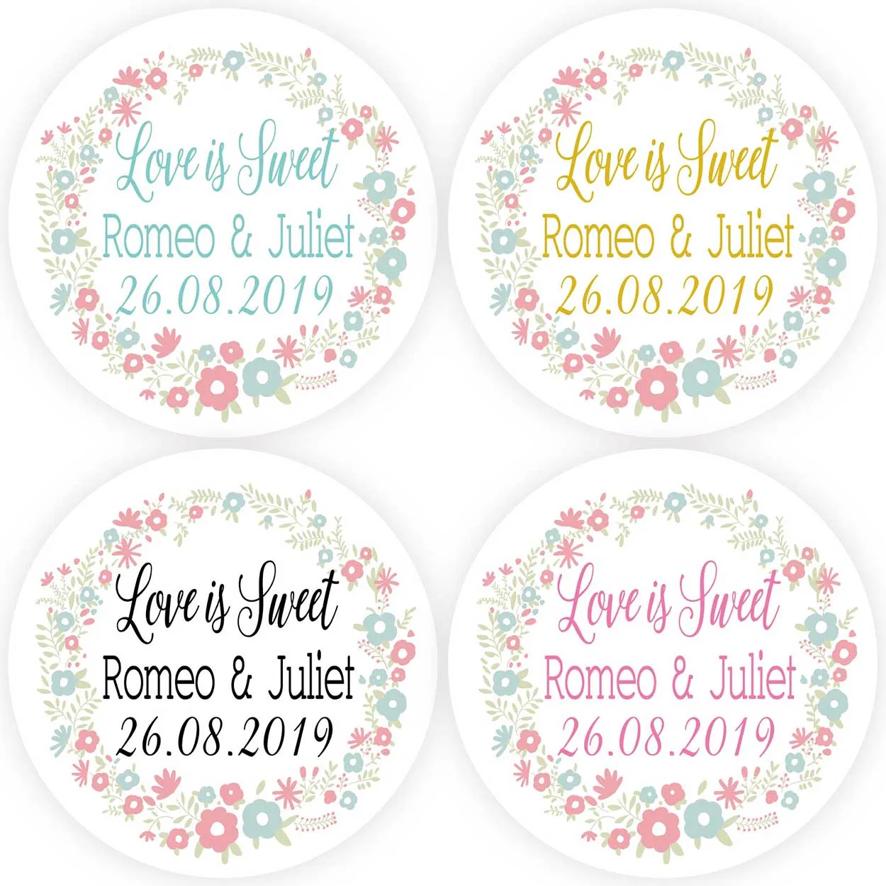 DouxArt 100 штук персонализированные наклейки Love is Sweet свадебные 4 см для крещения и