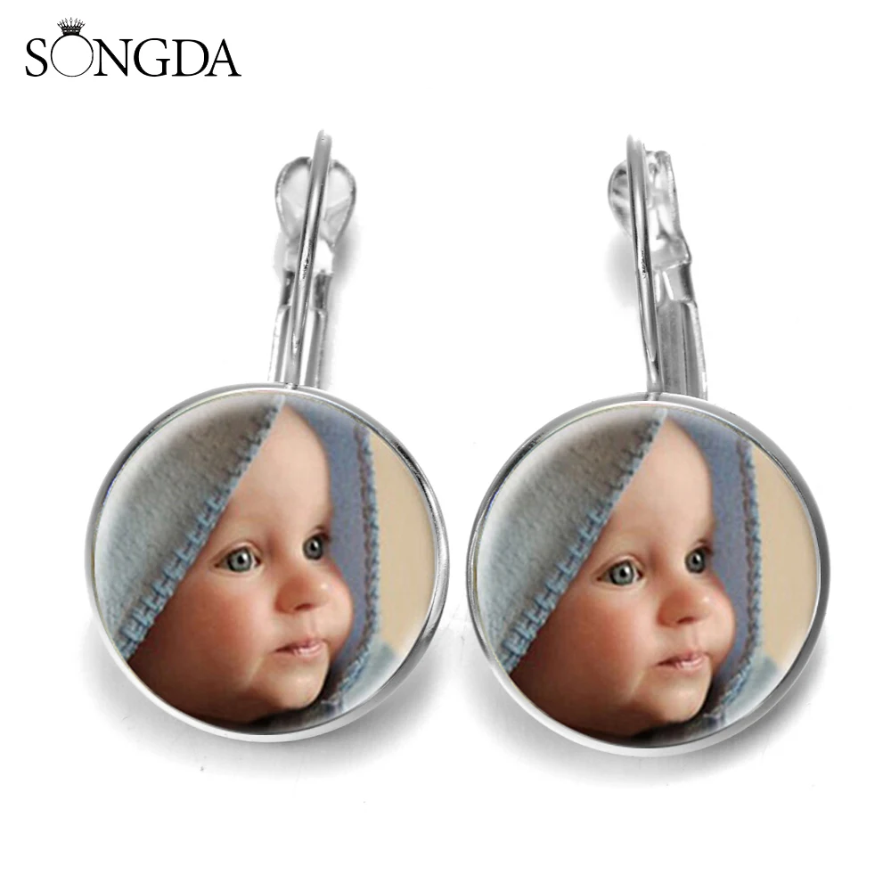 Personalized Custom Drop Earrings Photo of Your Baby Child Mom Dad Grandparent Lover French Hook Gift for Family | Украшения и