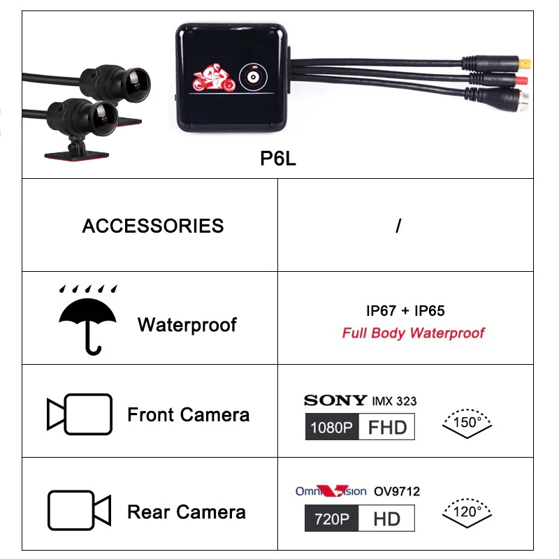 P6L Standard VSYS M6L P6L WiFi моторегистратор видеорегистратор для мотоцикла регистратора мото Камера на шлем Водонепроницаемый Full HD с двумя 1080P+720P - Название цвета: P6L Standard