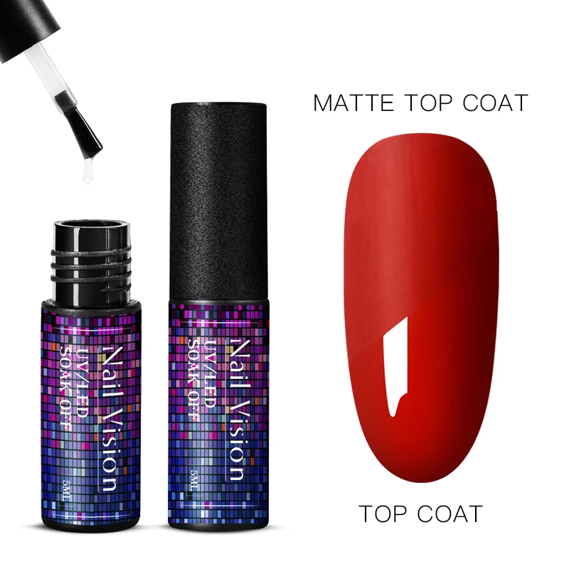 

Nail Vision Matte Top Coat Soak Off Gel Nail Polish UV Nail Primer Builder Fingernail Gel Varnish Transparent Nail Art Lacquer