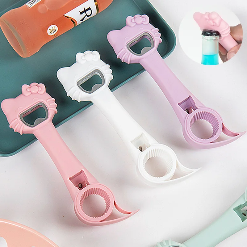 Cat Shape Multifunctional 4 In 1 Beer Bottle Opener Four Colors Can Opener Tools Home Decor Drink Bar Accessories can opener bottle opener kitchen tools multifunctional tool