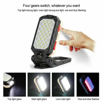 

Magnetic Portable Lantern Usb Rechargeable Built-In Cob Battery Working Torch Led Mode Flashlight Camping 4 Light L5I5