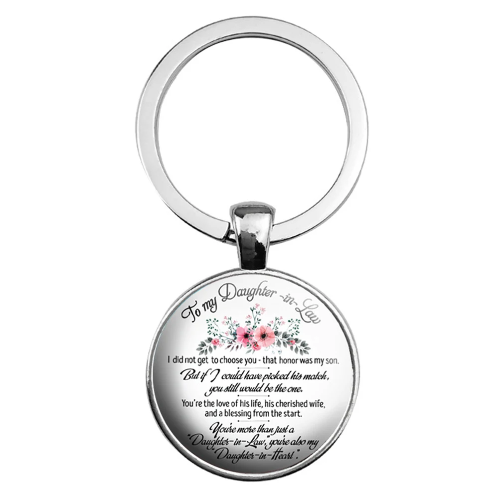 To My Dear Son Daughter Love Dad Mom Wife In Law Cabochon Glass Keyring Key Chain Inspirational Family Jewelry | Украшения и