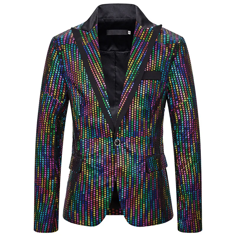 Мужские Повседневное пиджак для девочки платье с блестками куртка ночной клуб платья для выпускного вечера костюм Рождество Блейзер Костюмы певцов Homme Этап одежда - Цвет: X76