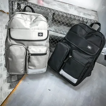 

Leisure Zipper Bag Student Backpack Folding Bag Shoulder Bag Couple Nylon Soild Multi Pocket Travel School Backpacks Teenage