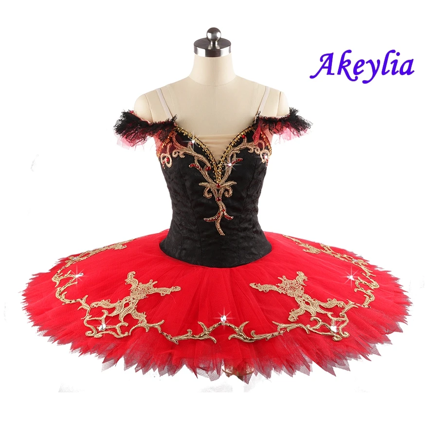 Black Red Don Quixote Ballet Tutu Costumes Girls Paquita Professional Ballet Stage Tutu Dress Pancake Platter Tutu For Women