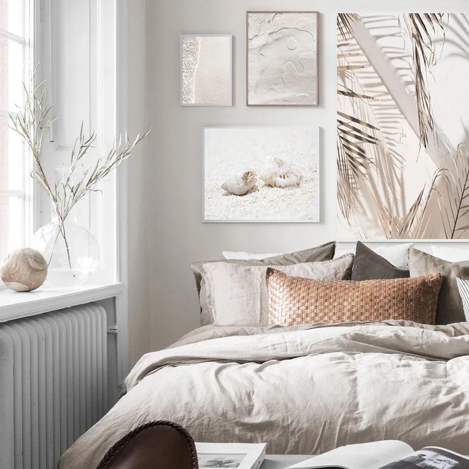 Sea Beach Palm Leaves Dandelion Sand Girl Wall Art Canvas Painting Nordic Posters And Prints Wall Pictures For Living Room Decor