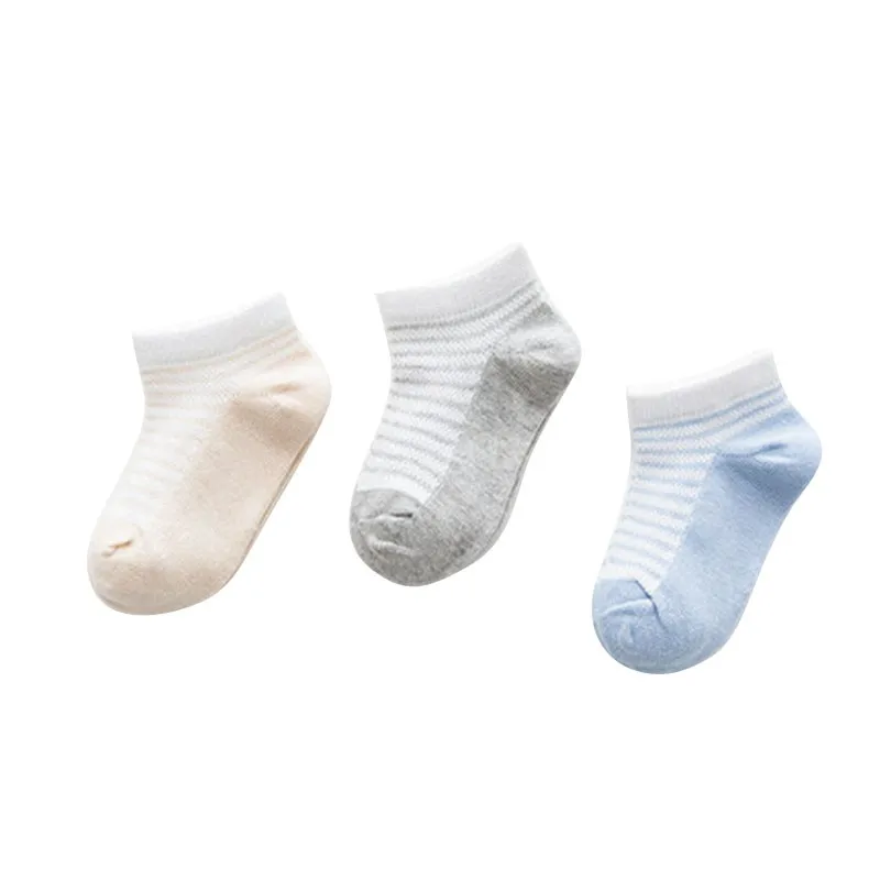 3 Pair Baby Boys Girls Infant Cotton Stripe Pattern Socks Warm Anti Slip Floor Socks Leg Warmer