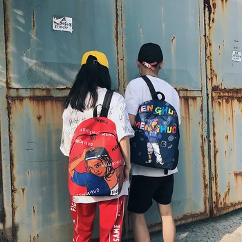 

Brand Design Original Wind Personality Printing Backpack Schoolbag Trend Travel Backpack Waterproof Female Students Schoolbag