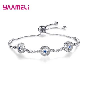 

New Arrival 925 Sterling Silver Simple 3 Style Blue Eyes Mainstone Bracelet For Women Wedding Appointment Fashion Lovers Jewelry