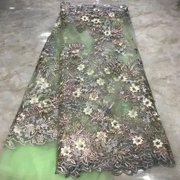 

Fashion African Lace Fabric High Quality green Lace Nigerian Lace Fabric 2020 High Quality Lace With Beaded 5yards YYZ7863