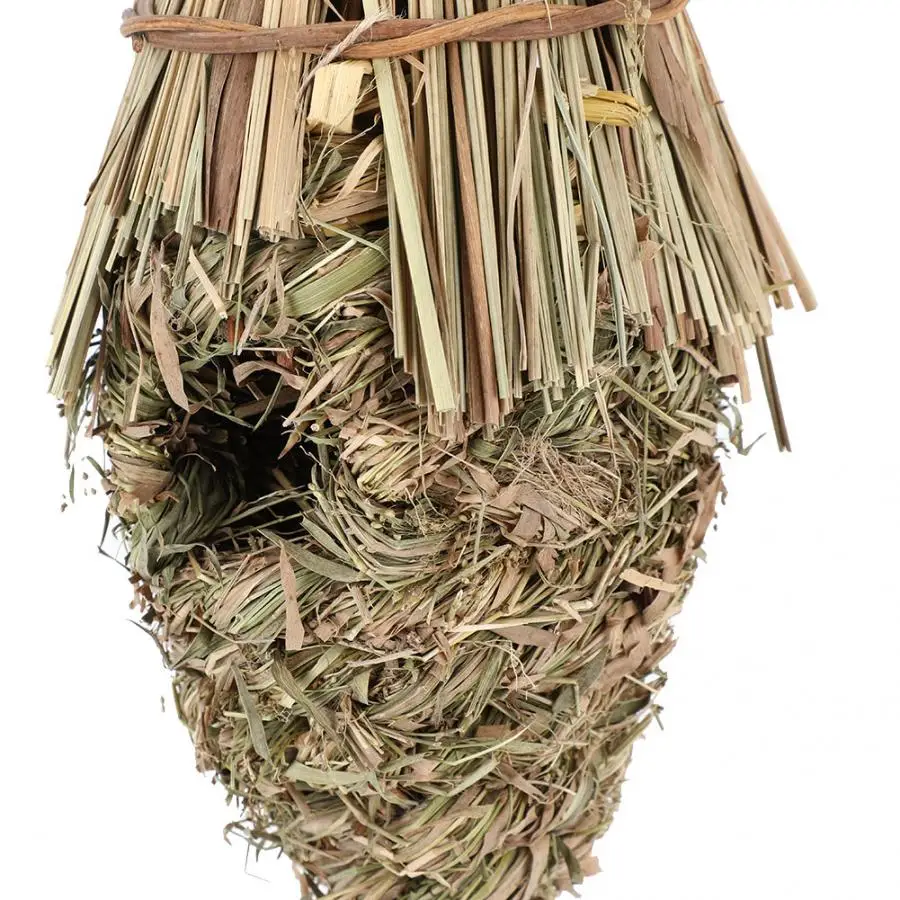 Handwoven Straw Bird Nest Natural Grass Hatching Breeding Cave Hanging Parrot House Pet Bird Hanging Cave Cage